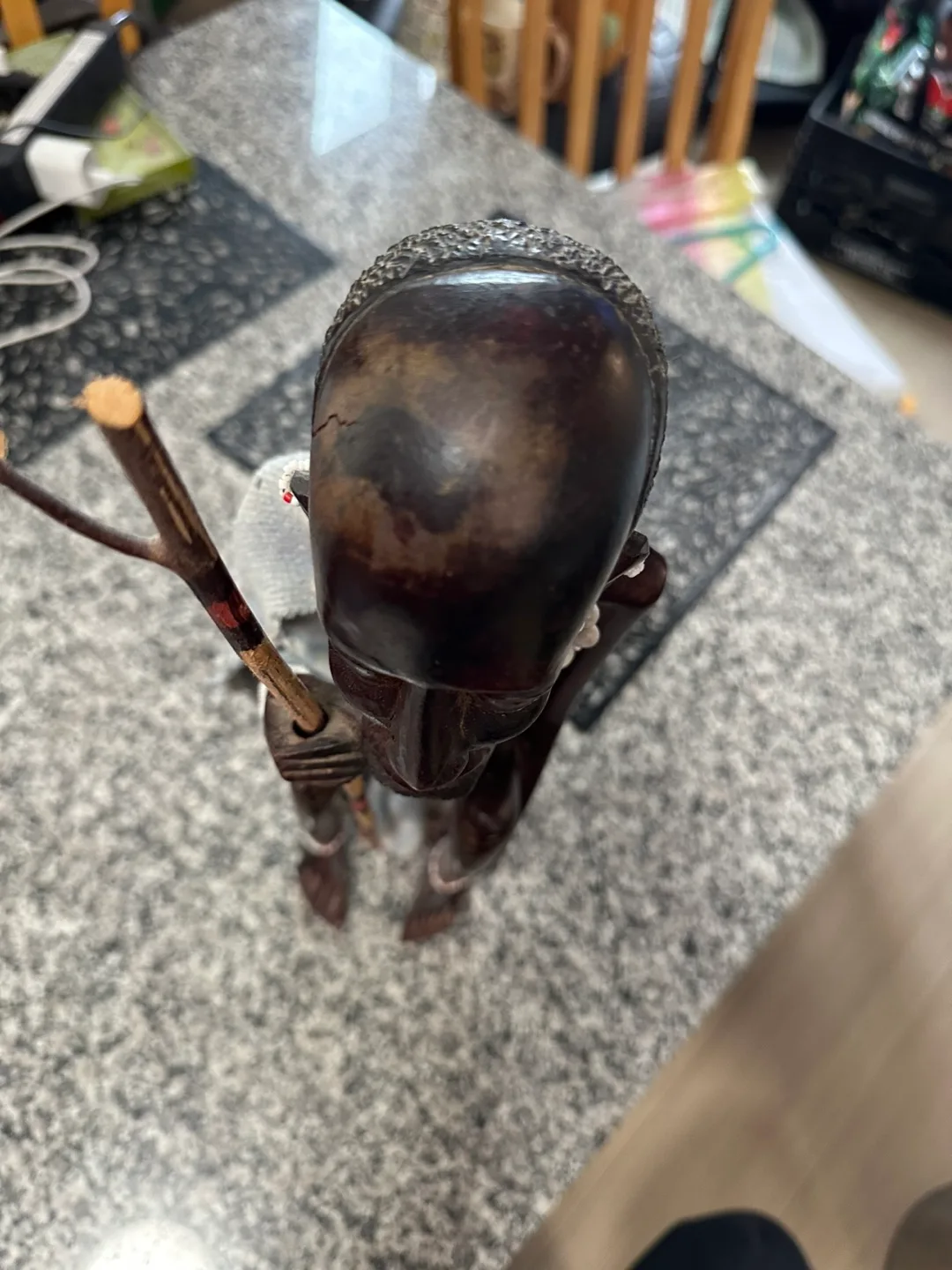 Hand-Carved Wooden 18’’ African Man thinker image indicator(5)