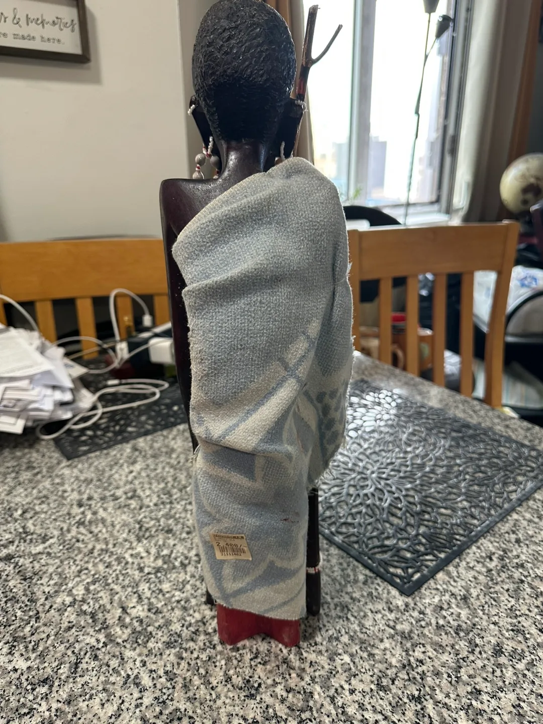 Hand-Carved Wooden 18’’ African Man thinker image indicator(2)