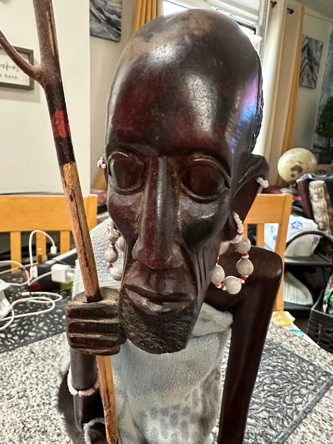 Hand-Carved Wooden 18’’ African Man thinker image indicator(6)