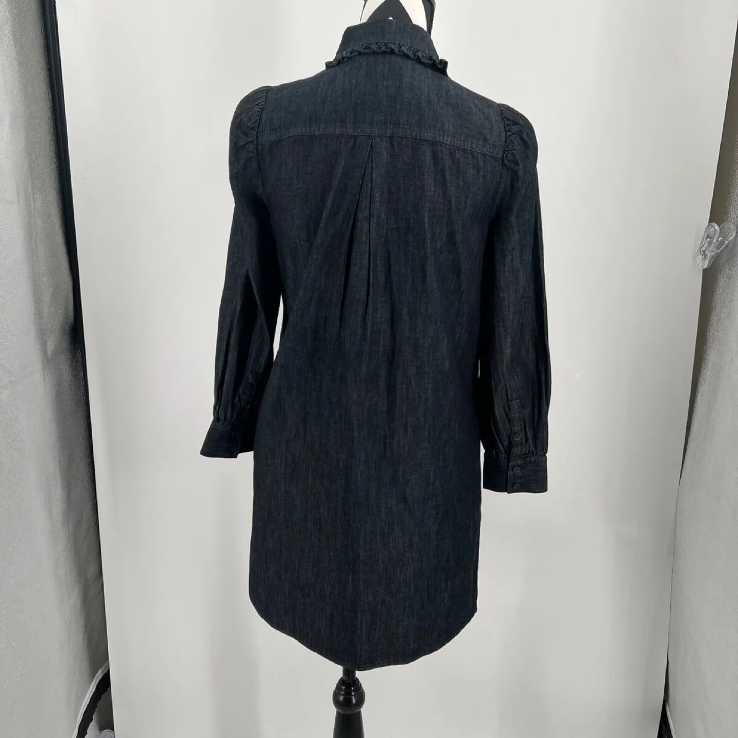 Kate Spade Long Sleeve Ruffle Dark Blue Denim Shirtdress S/M image indicator(6)