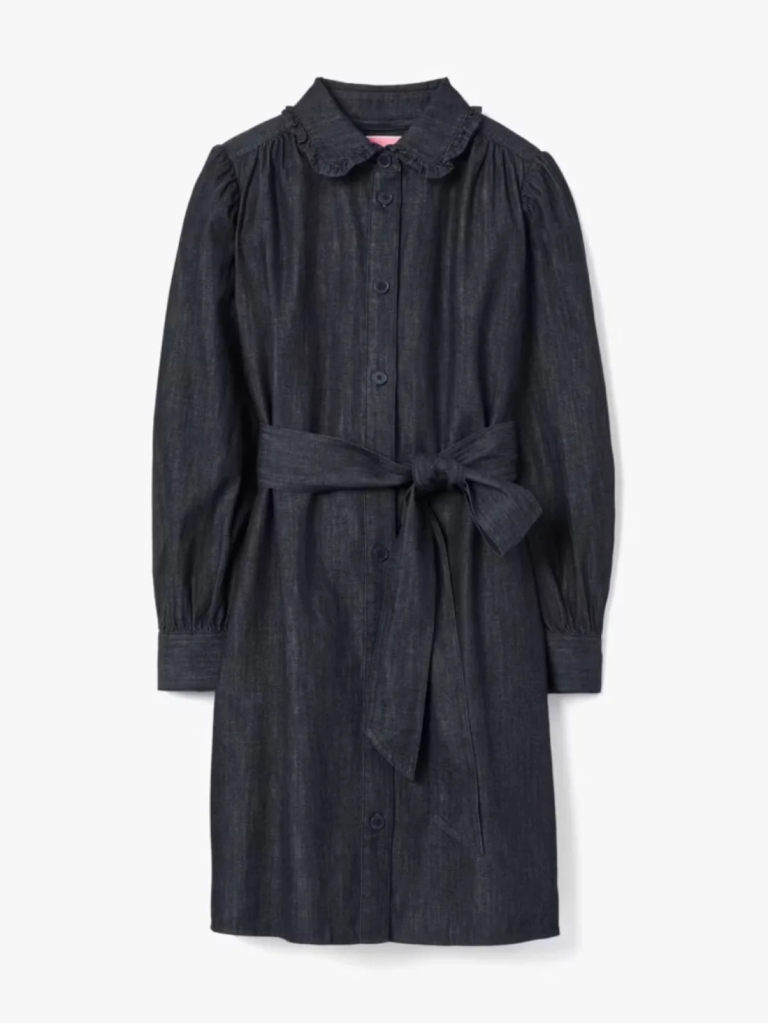 Kate Spade Long Sleeve Ruffle Dark Blue Denim Shirtdress S/M image indicator(2)