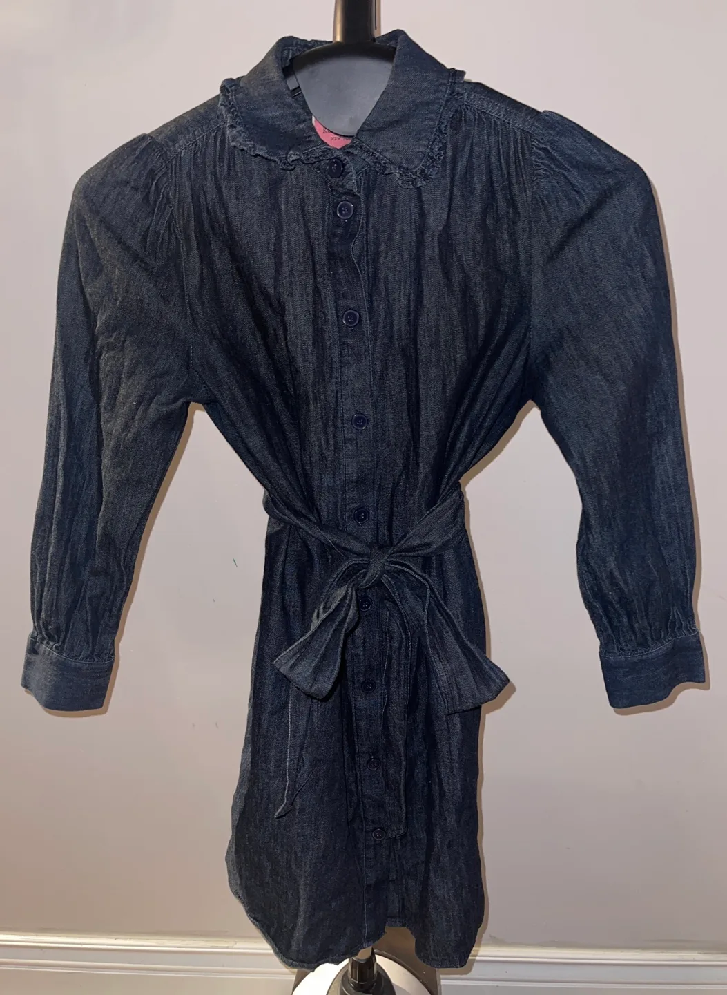 Kate Spade Long Sleeve Ruffle Dark Blue Denim Shirtdress S/M image indicator(7)