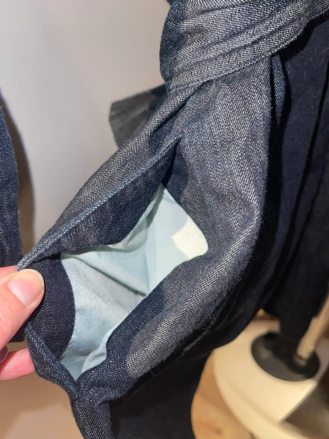 Kate Spade Long Sleeve Ruffle Dark Blue Denim Shirtdress S/M image indicator(10)