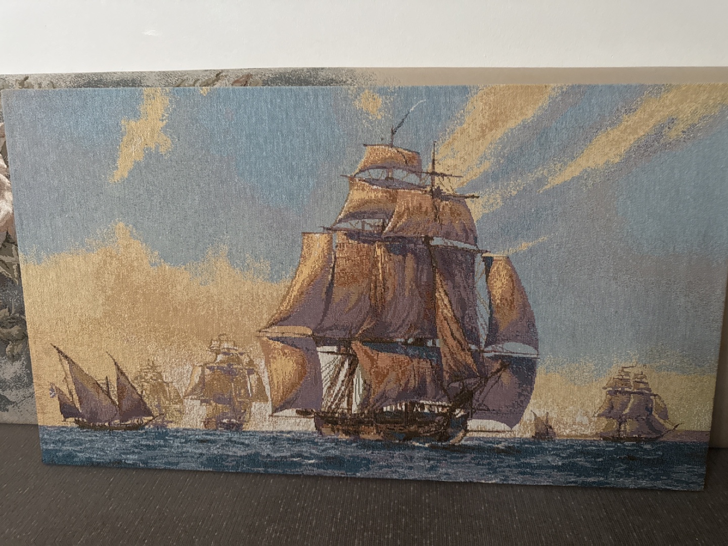 Vintage Russian Tapestry Wall Hanging - Ships at Sea - photo 2