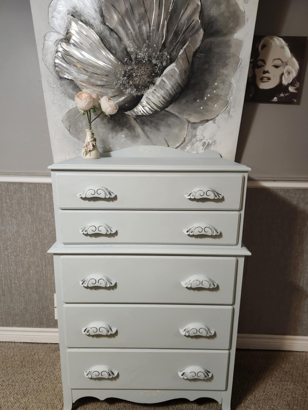 Vintage Five-Drawer Chest of Drawers tall boy - photo 2