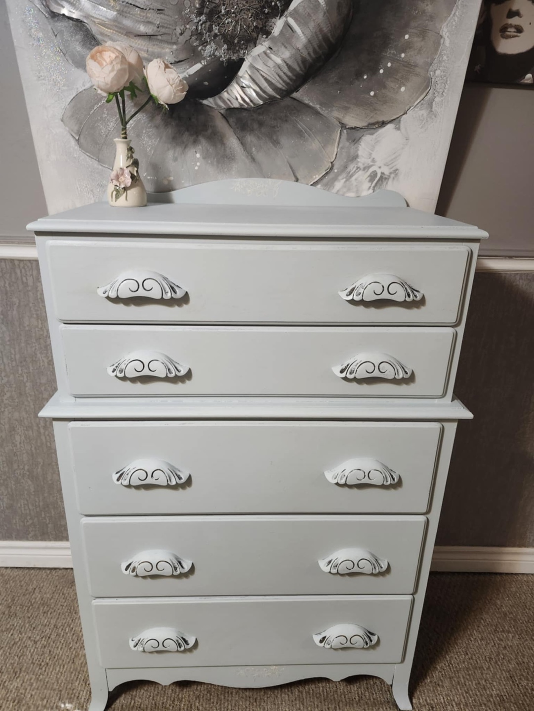 Vintage Five-Drawer Chest of Drawers tall boy