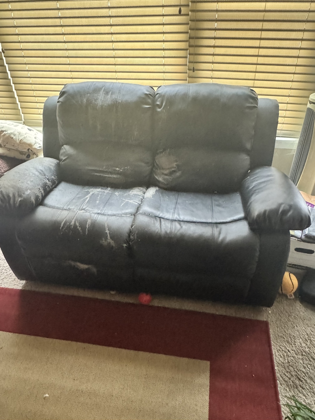 Reclining Loveseat - Black Faux Leather - photo 2