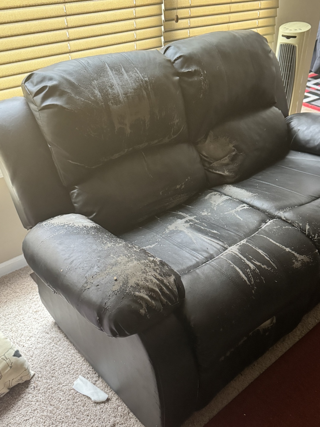 Reclining Loveseat - Black Faux Leather - photo 4