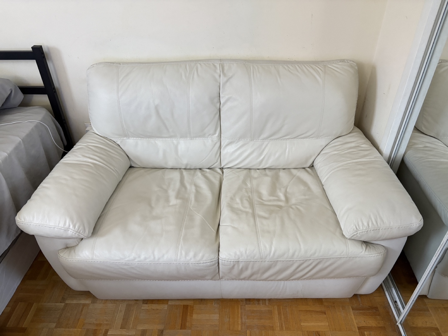 White Leather Couch 2 seater Pick-Up Only - photo 2