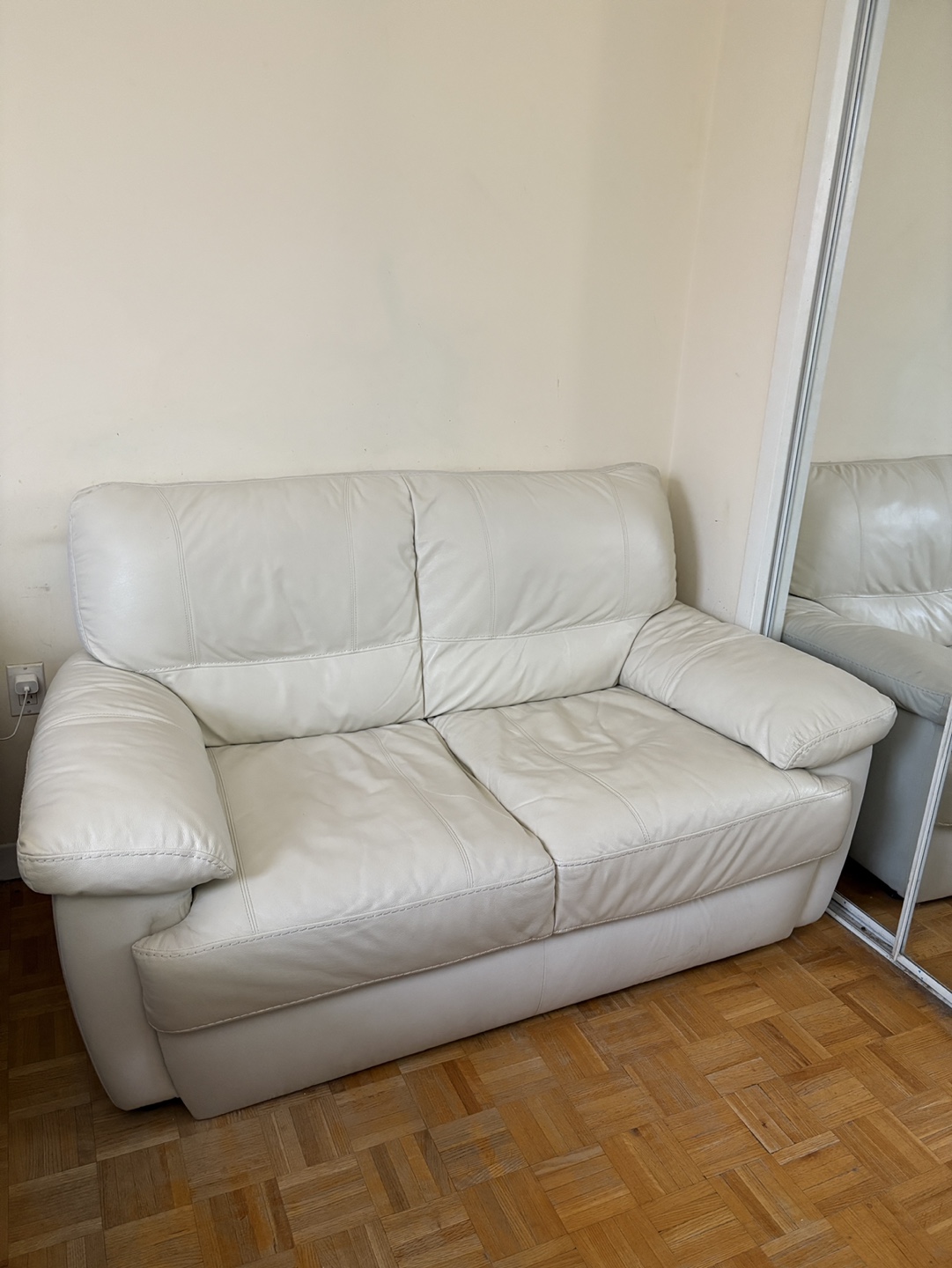 White Leather Couch 2 seater Pick-Up Only