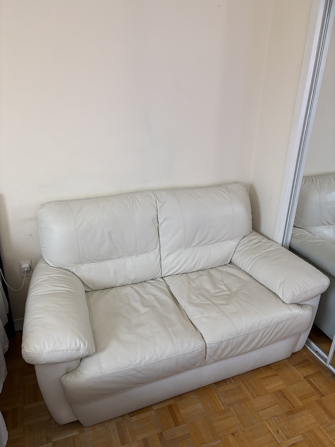White Leather Couch 2 seater Pick-Up Only - photo 3