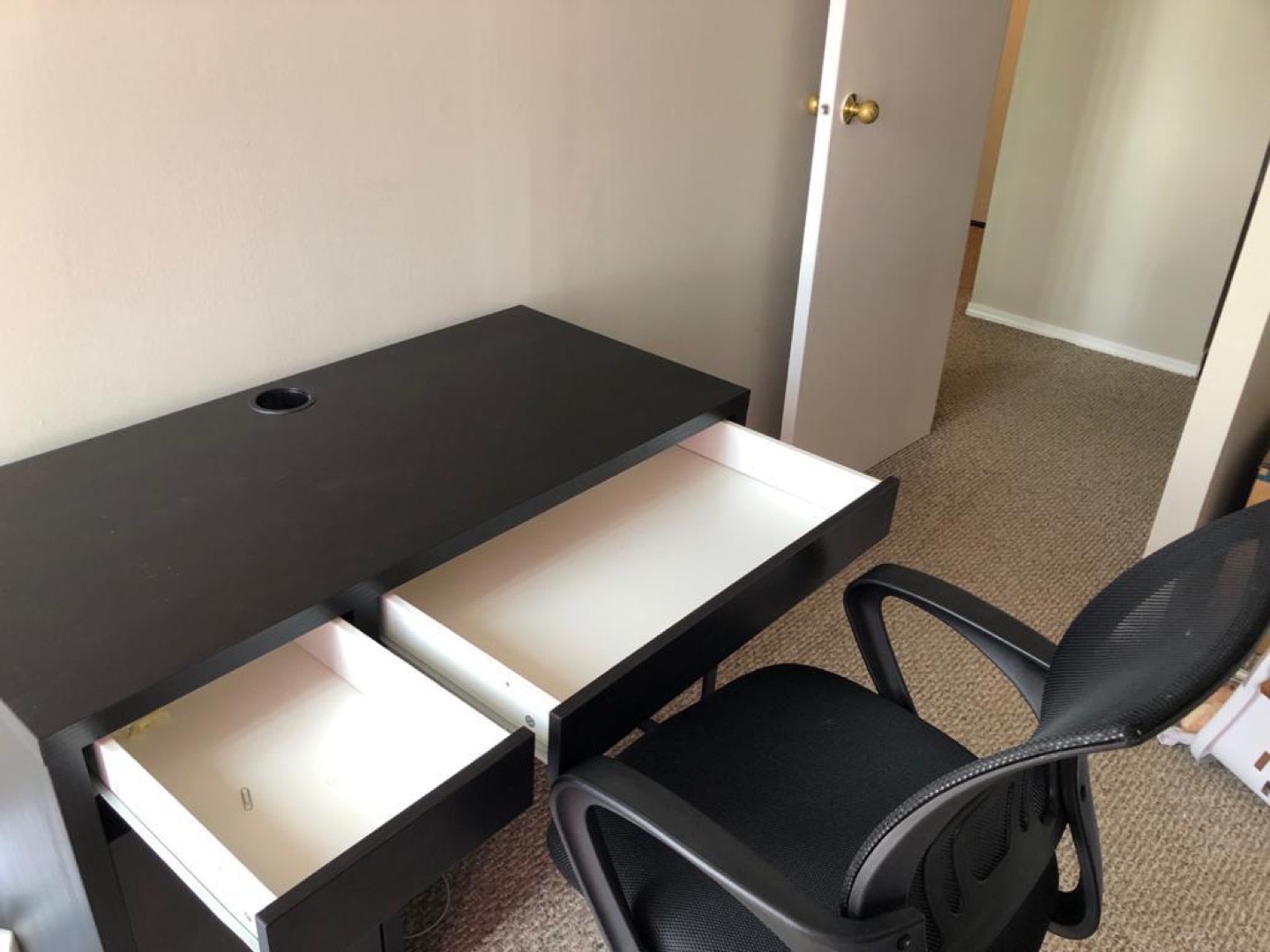 Ikea Black Computer Desk with Chair - photo 2