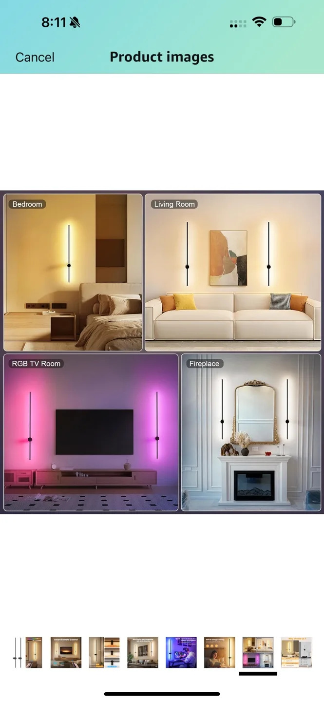 Modern Minimalist Rechargeable LED Wall Sconce - 2 Pack thumbnail