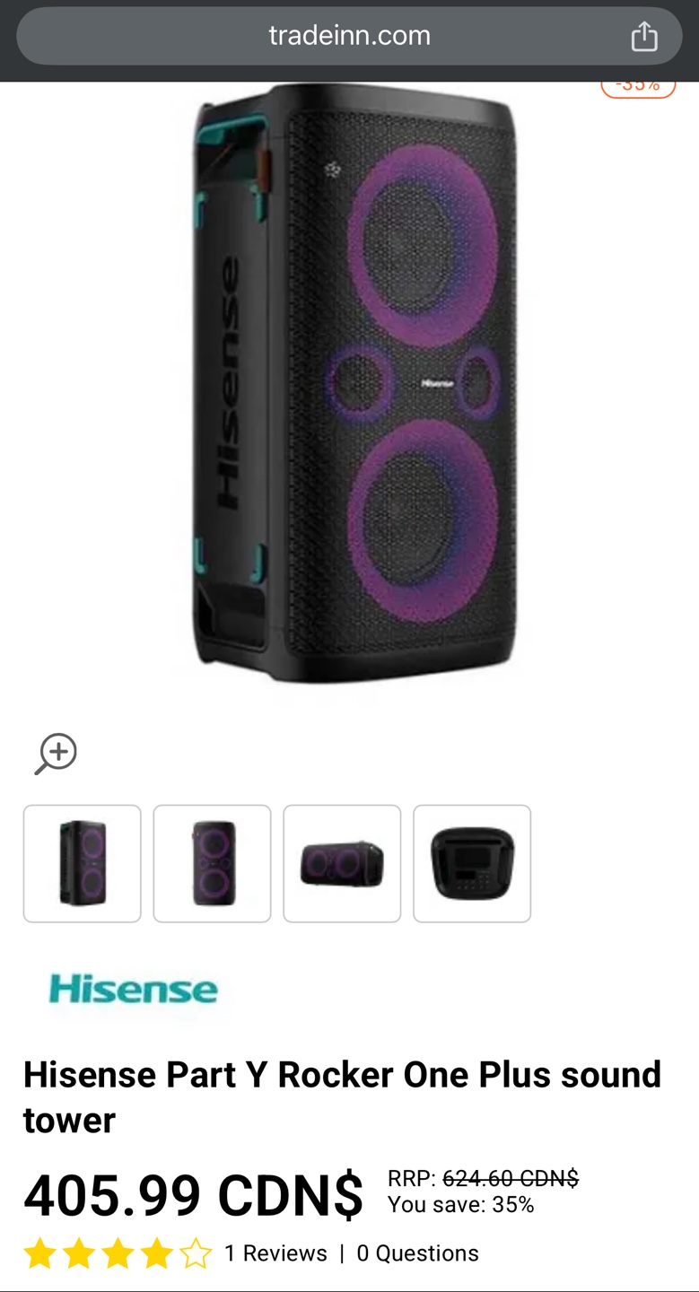 Hisense Part Y Rocker One Plus 300W Bluetooth Party Speaker - photo 2