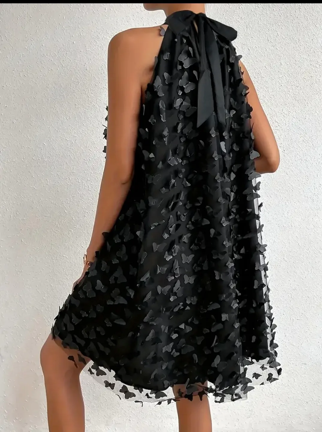 Black Butterfly Embellished Mini Dress image indicator(2)