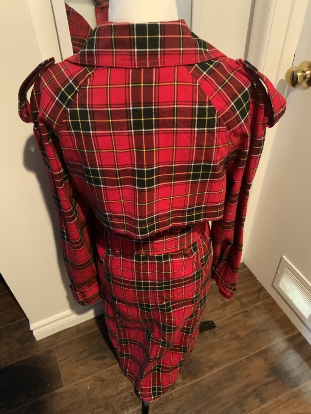 Red Plaid Trench Coat - photo 2