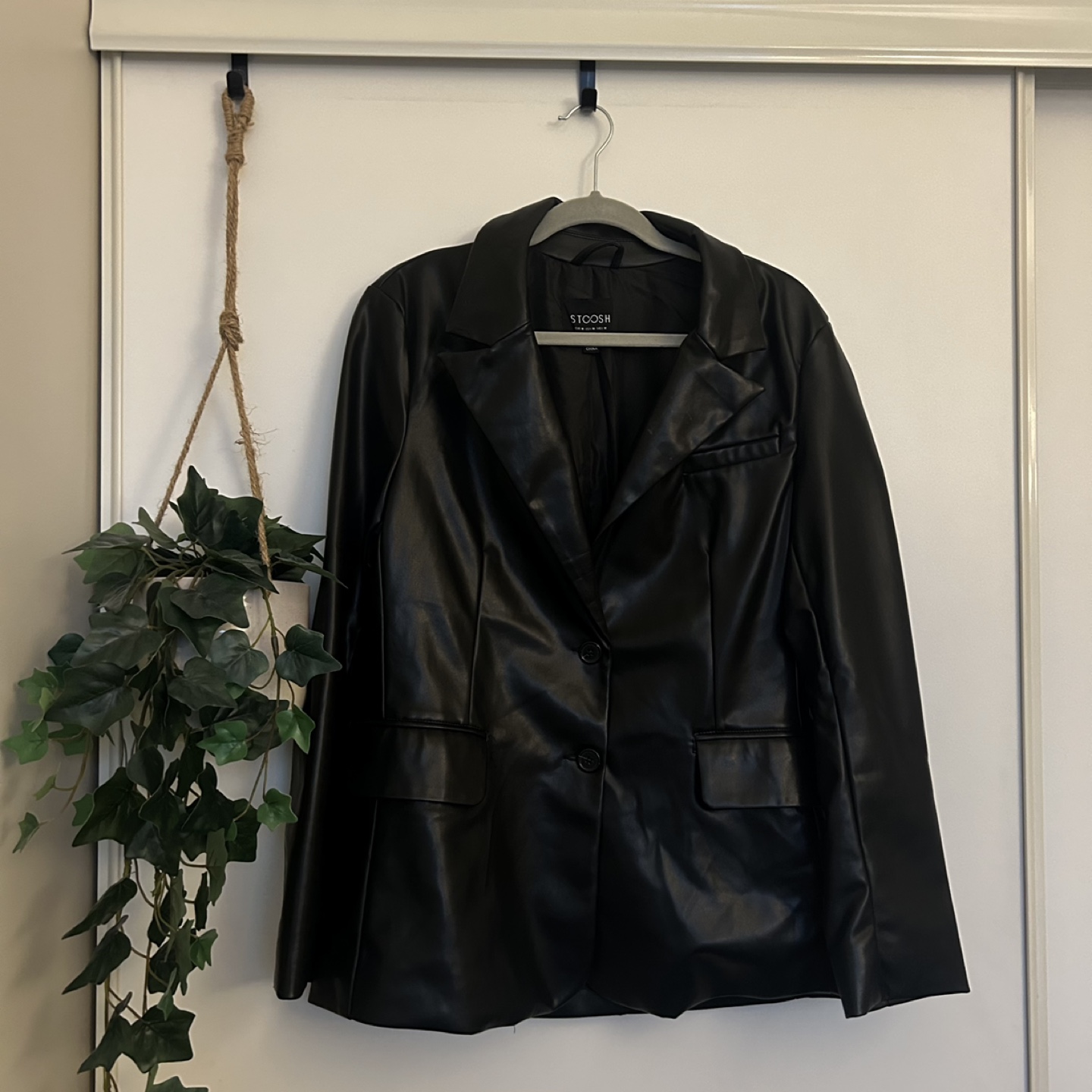 Faux Leather Blazer - Medium - photo 2