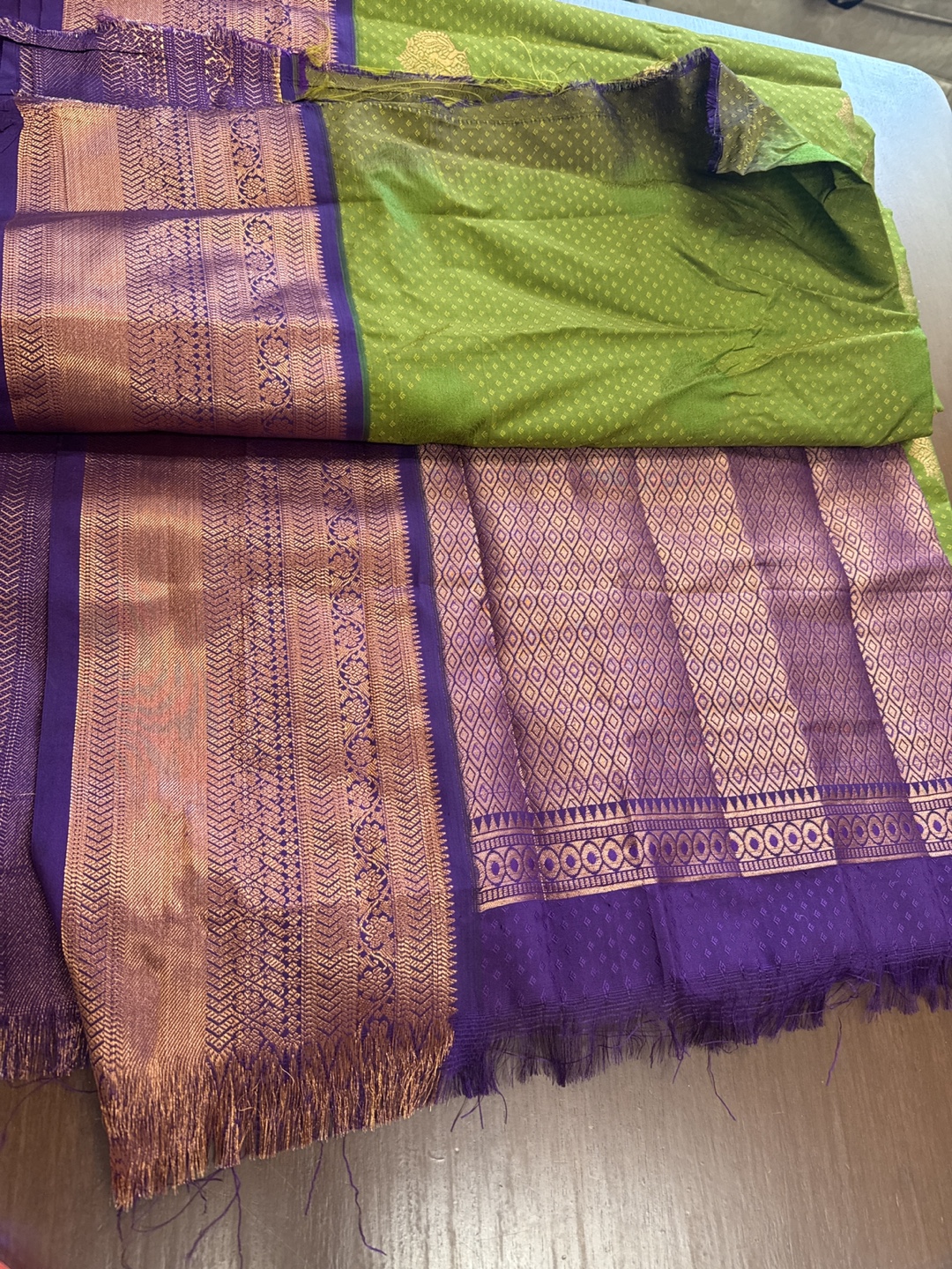Beautiful Green and Purple Kanjeevaram Silk Saree - photo 2