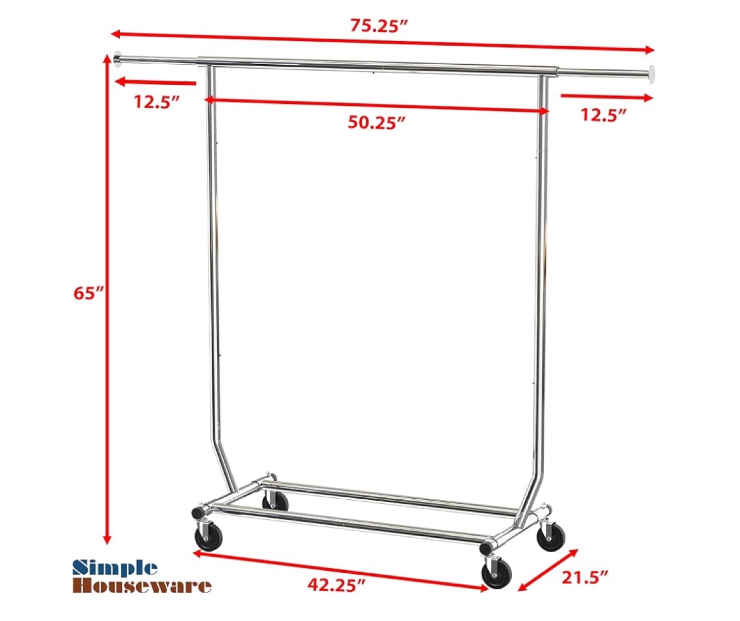 Simple Houseware Chrome Clothing Rack on Wheels - photo 2