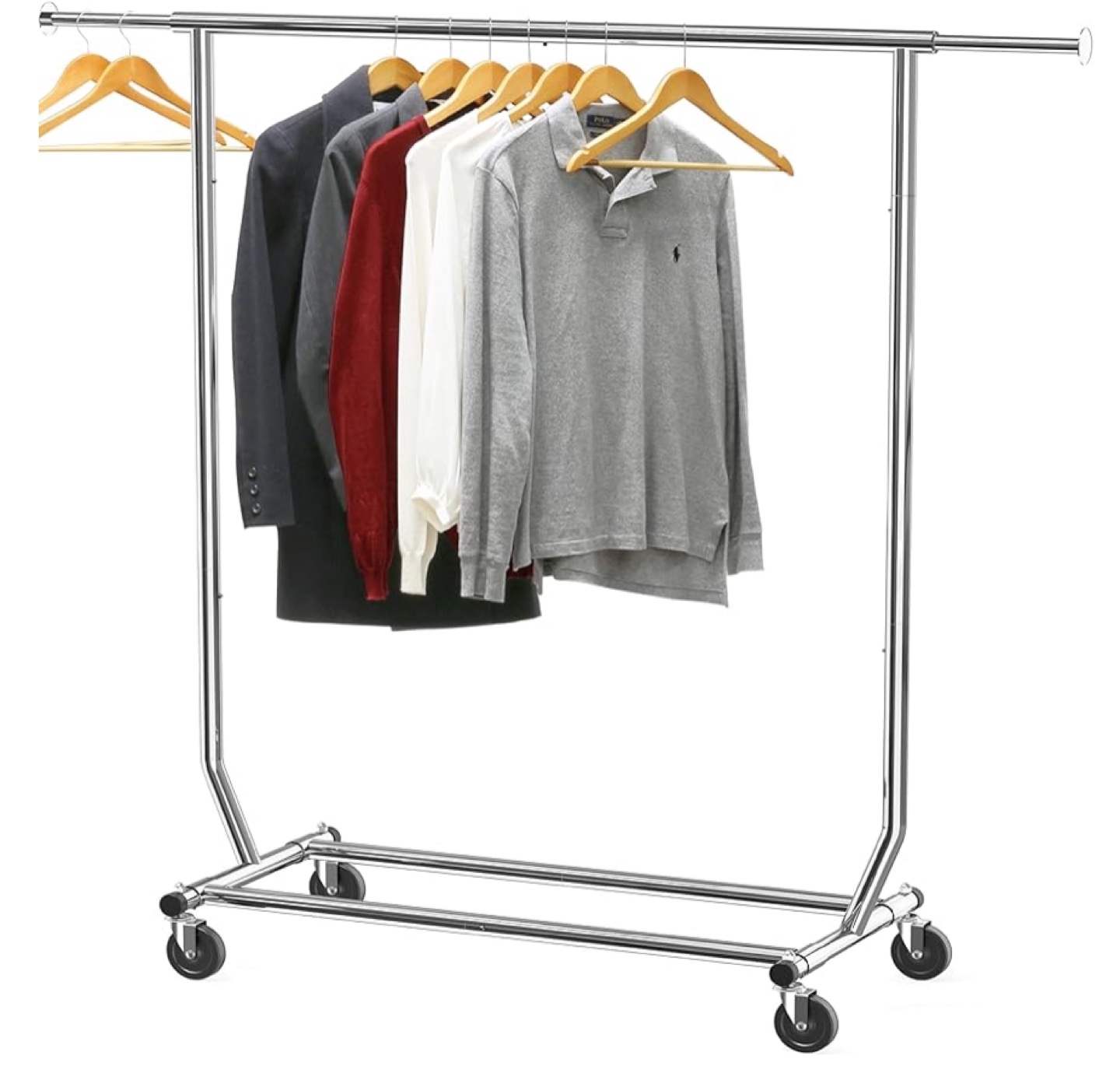 Simple Houseware Chrome Clothing Rack on Wheels