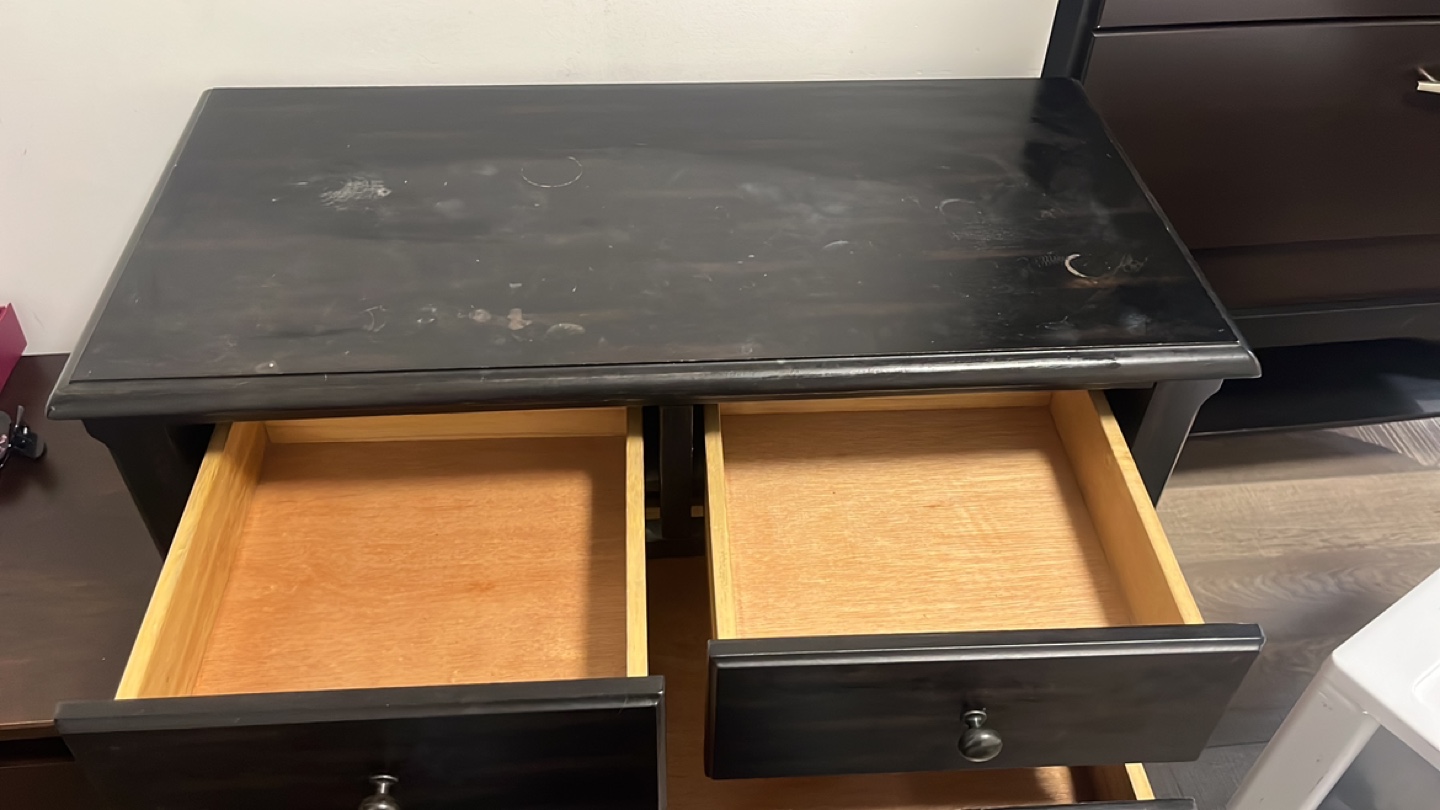 Black Wooden Three-Drawer Chest - photo 2