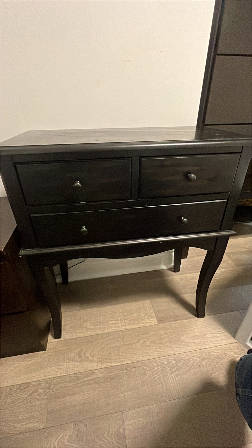 Black Wooden Three-Drawer Chest - photo 3