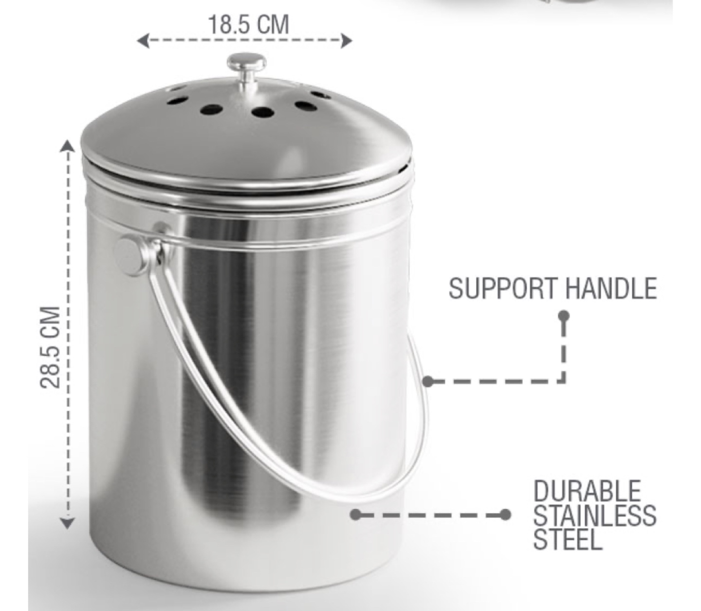 Stainless Steel Compost Bin with Lid and Handle
