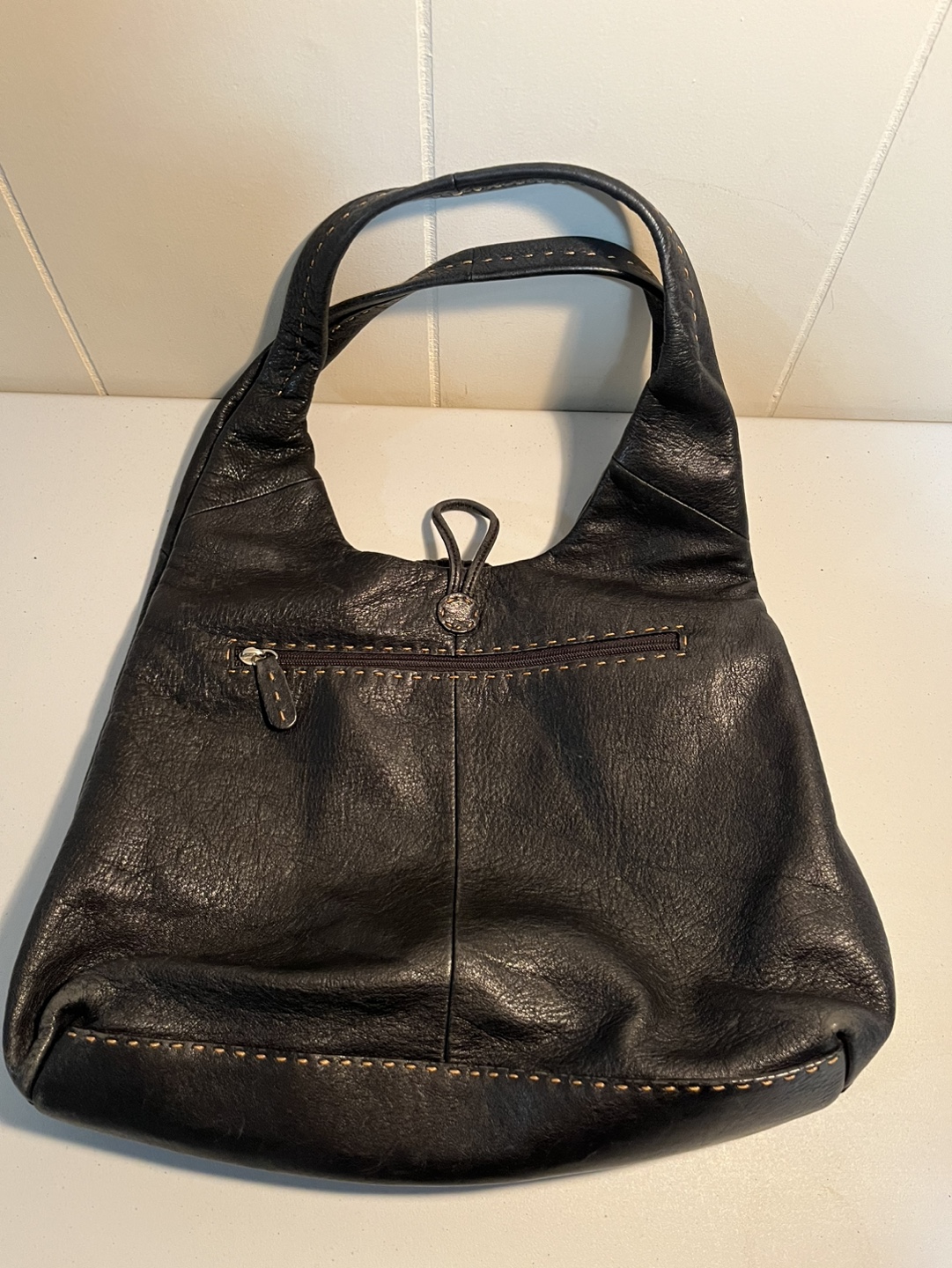 Black Leather Hobo Handbag