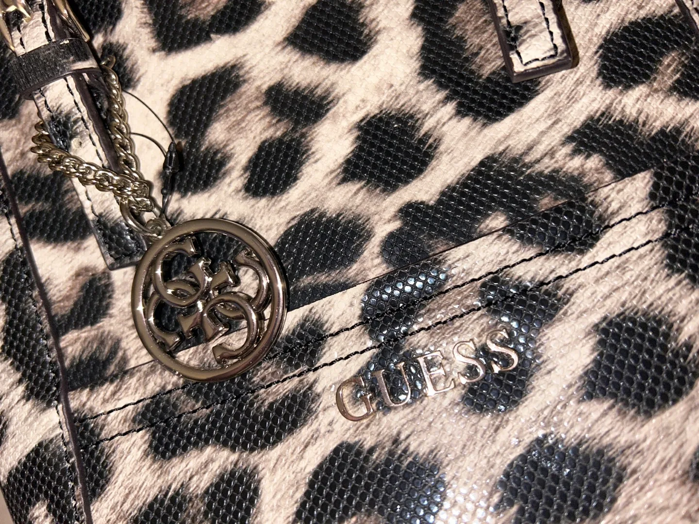 Guess Leopard Print Tote Bag mini image indicator(2)