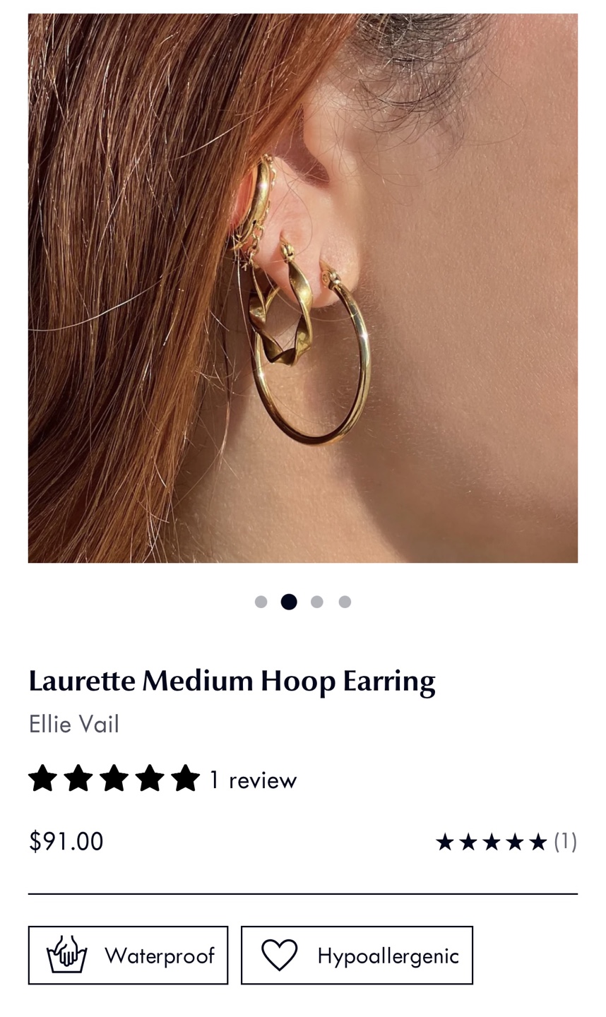 ✨✨Ellie Vail Laurette Medium Gold Hoop Earrings - photo 4