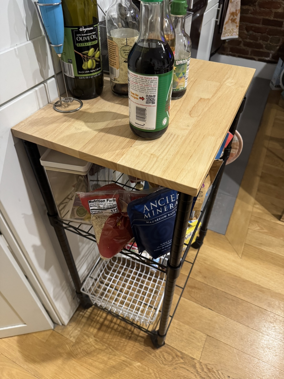Rolling Kitchen Cart with Wood Top - photo 3