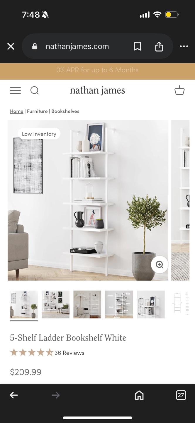 Nathan James 5-Shelf Ladder Bookshelf - White - photo 4