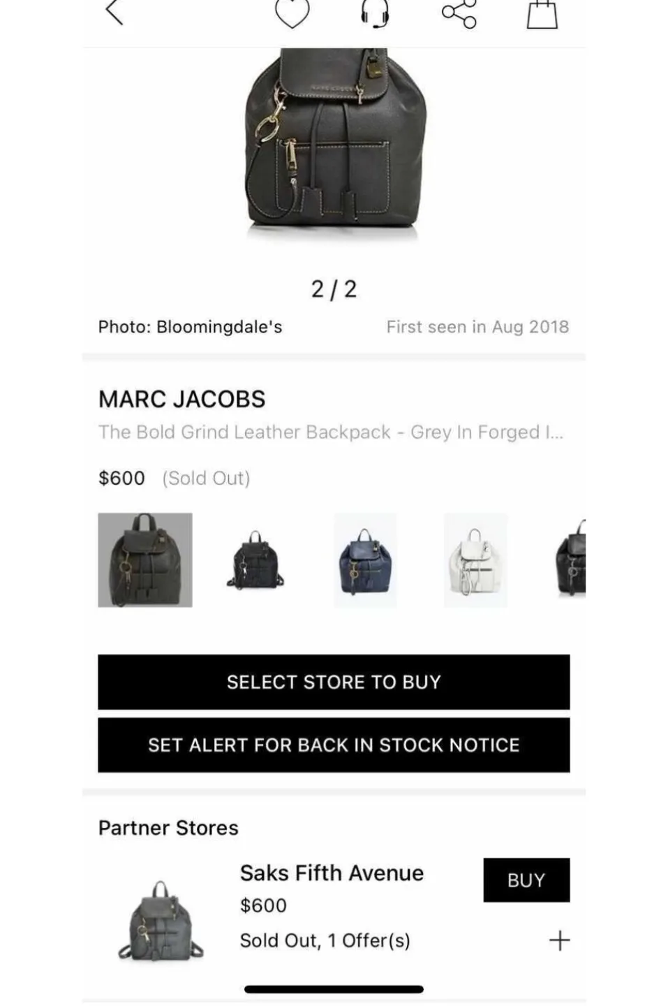 Marc Jacobs The Bold Grind Leather Backpack - Navy image indicator(4)