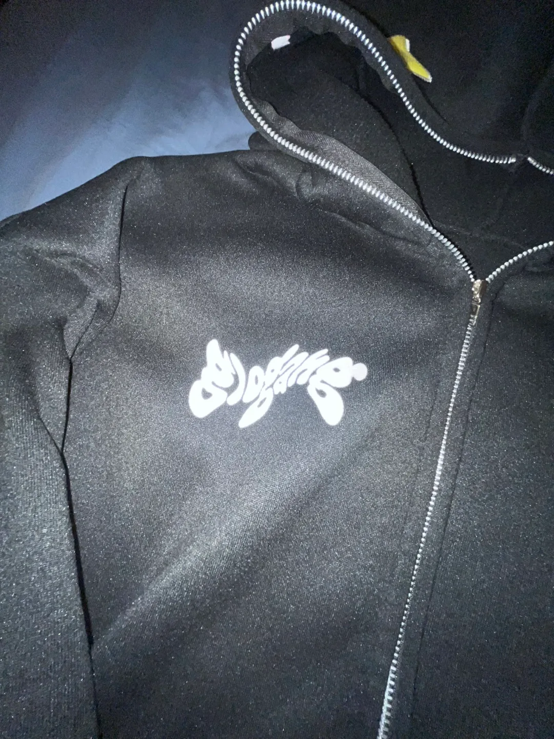 Glo-gang Black Zip-Up Hoodie with Graphic Design image indicator(2)