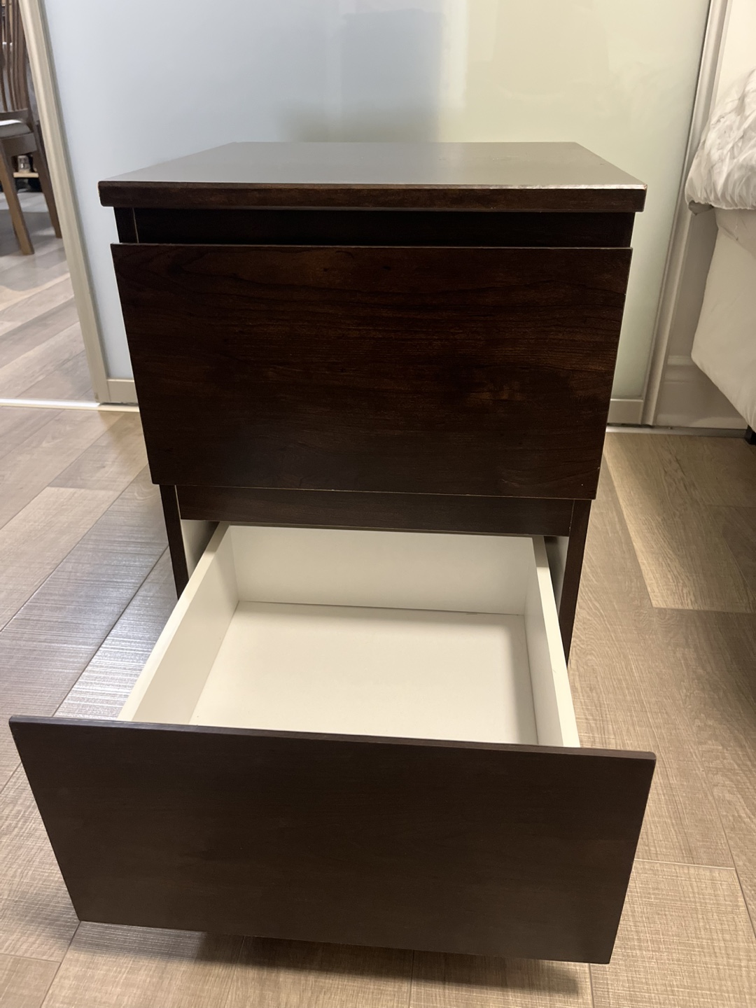 Wooden Nightstand with Two Drawers