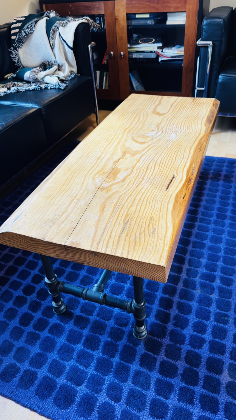 Live Edge Coffee Table with Industrial Pipe Legs