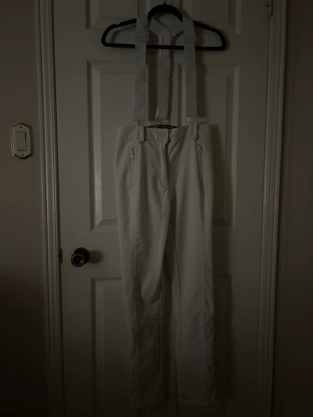 Women's White Snow Pants with Suspenders thumbnail