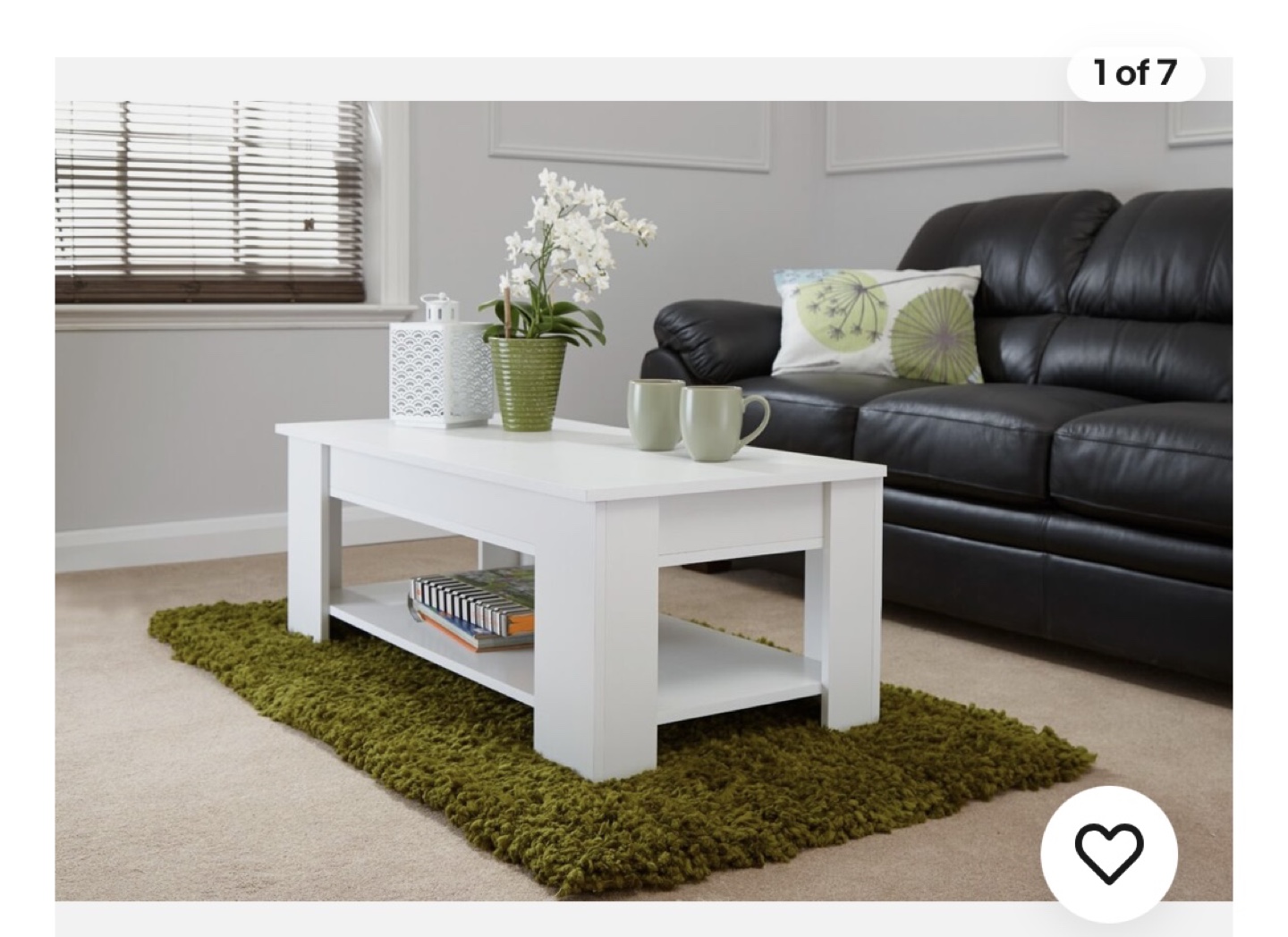 White Lift Top Coffee Table with Storage - photo 2