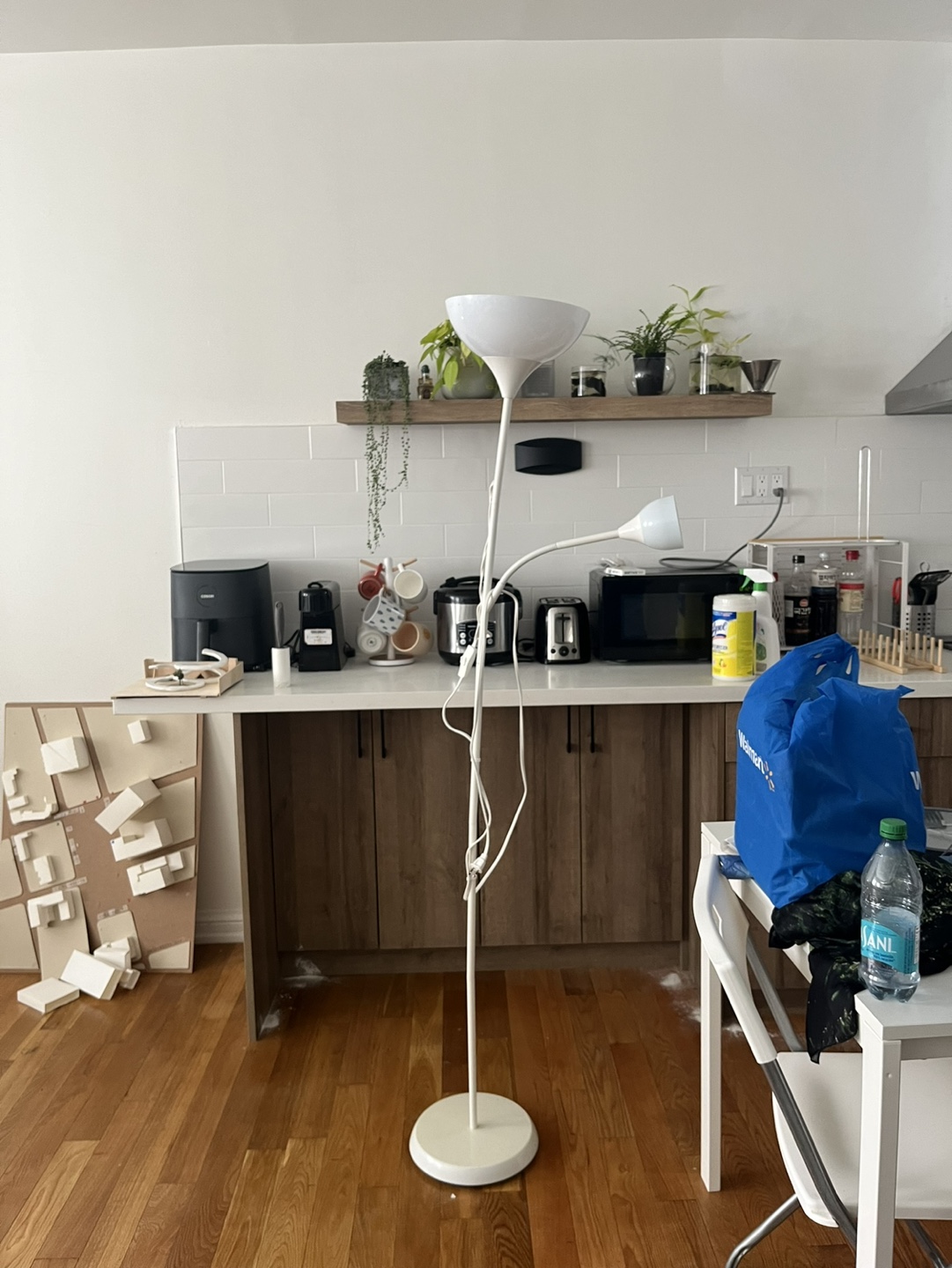 White Double-Arm Floor Lamp