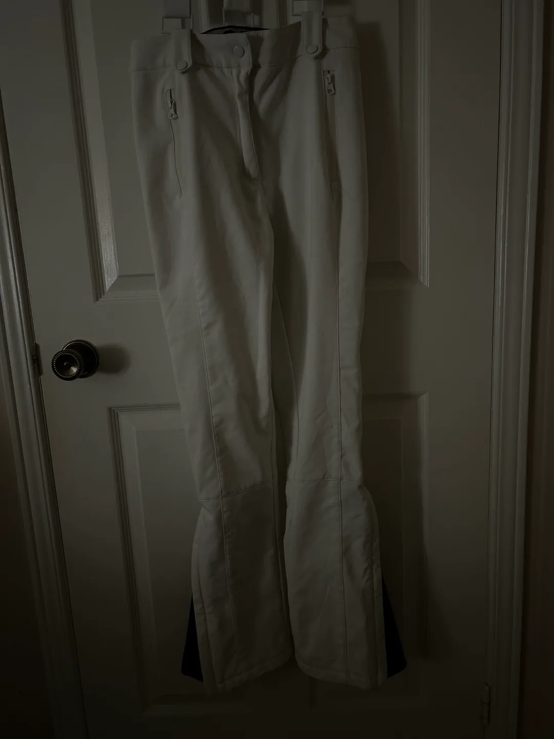 Women's White Snow Pants with Suspenders image indicator(2)