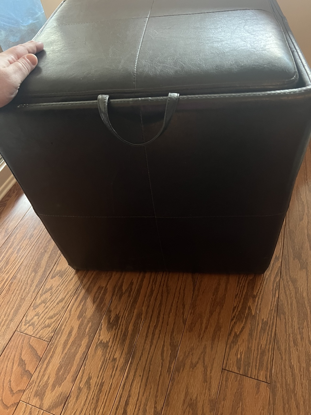 Black Leather Storage Ottoman💚 - photo 3