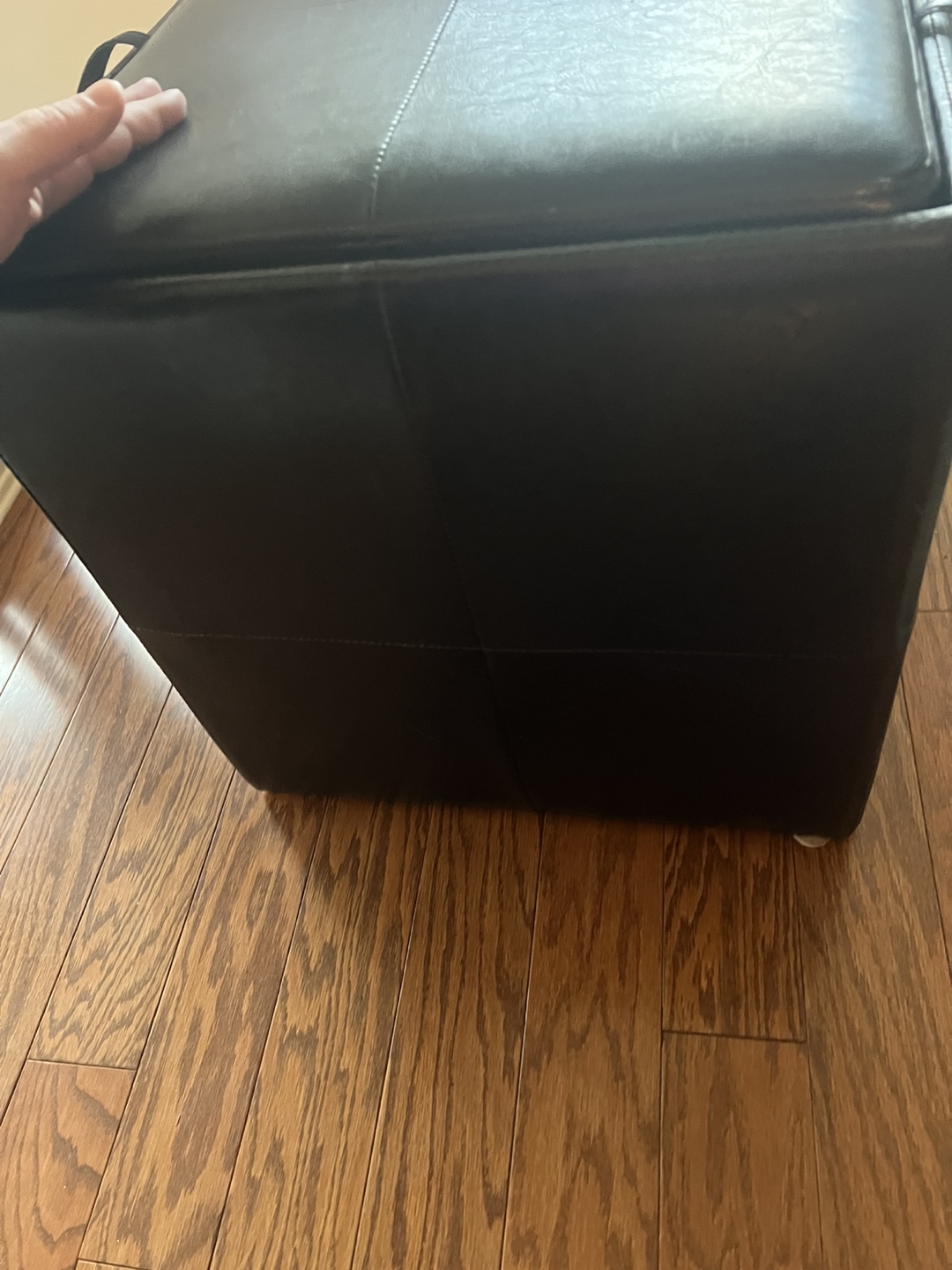 Black Leather Storage Ottoman💚 - photo 4