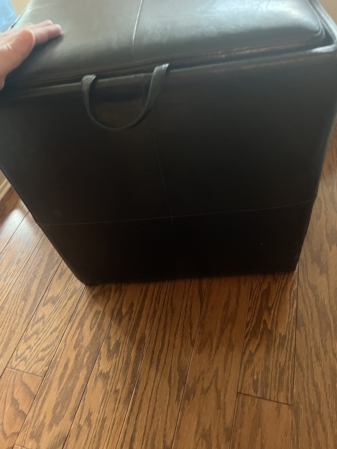 Black Leather Storage Ottoman💚 - photo 5