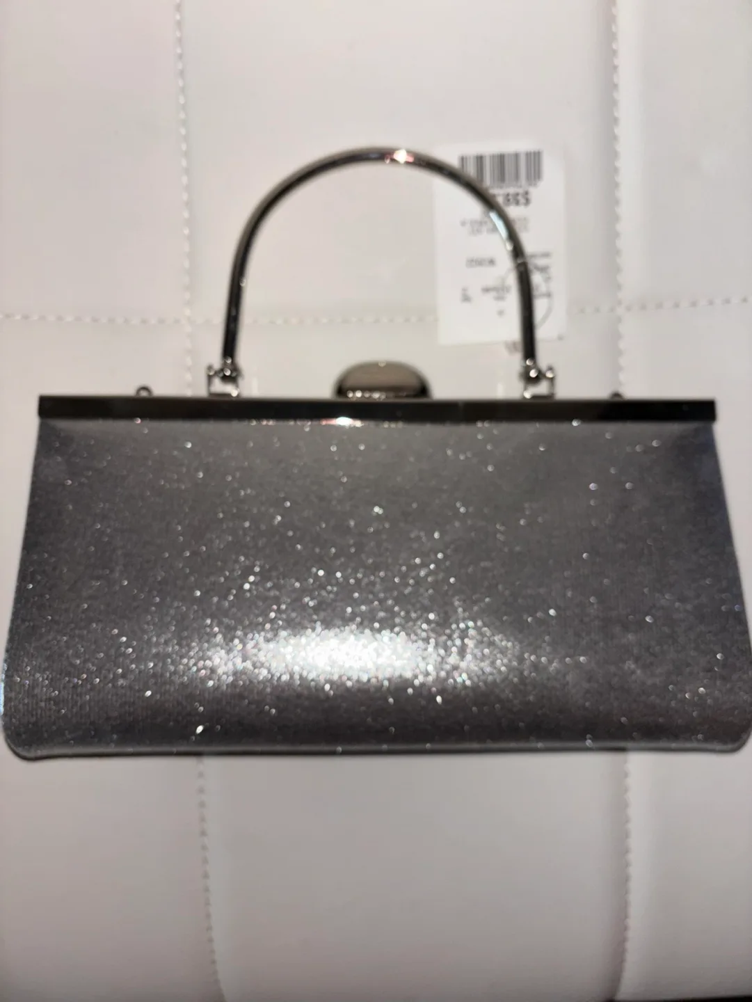 Silver Clutch Purse with Handle image indicator(2)