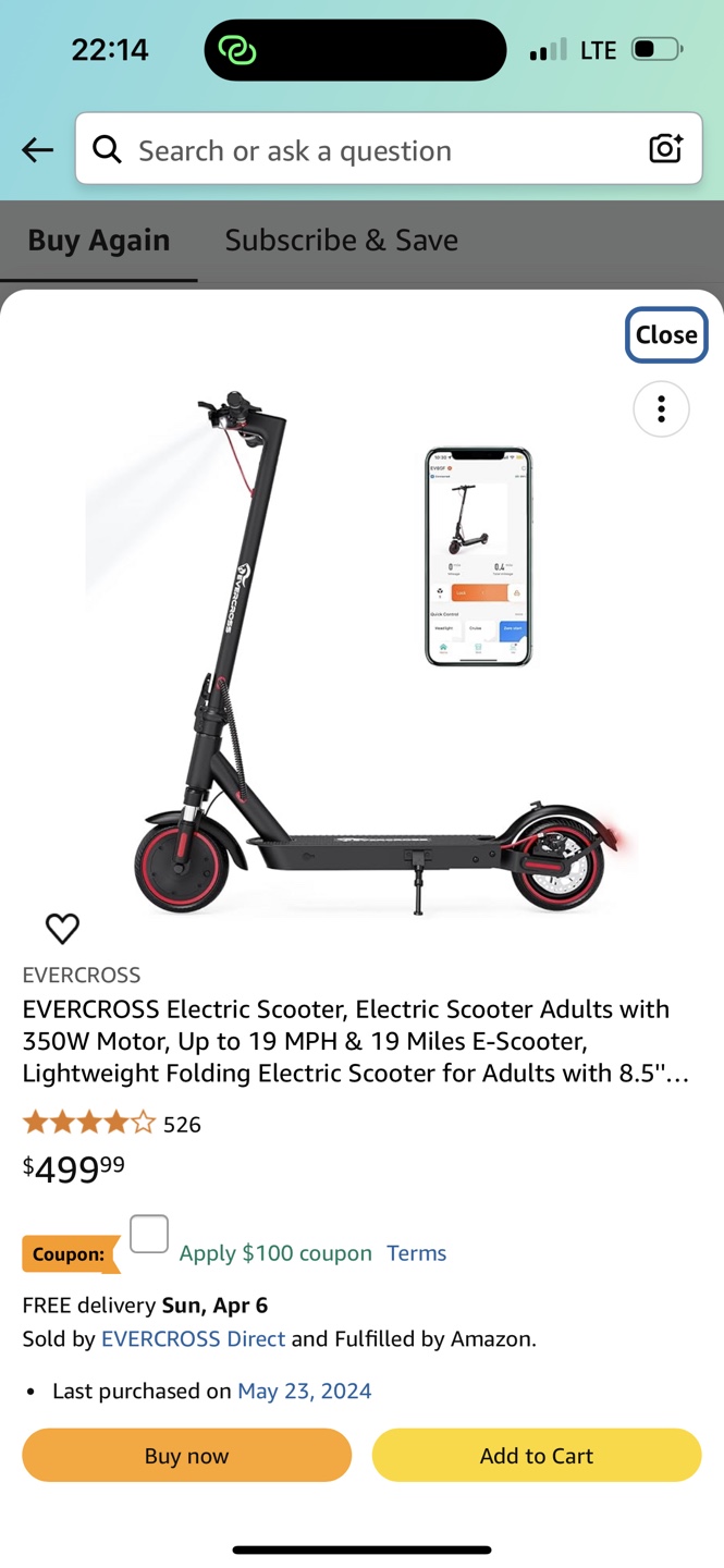 EVERCROSS Electric Scooter - EV85F