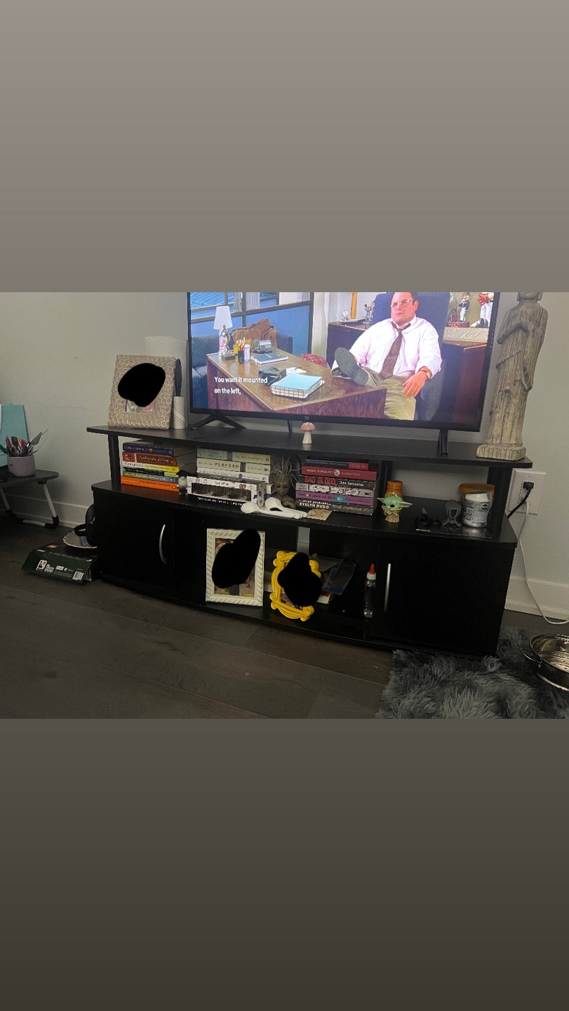 Black TV Stand with Shelves