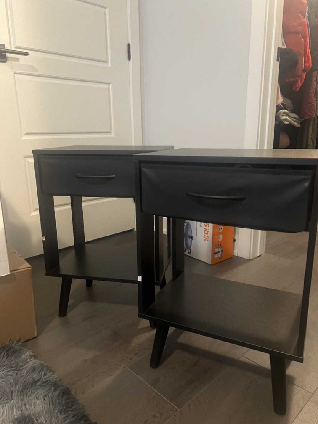 Pair of Black Nightstands with Drawers - photo 5