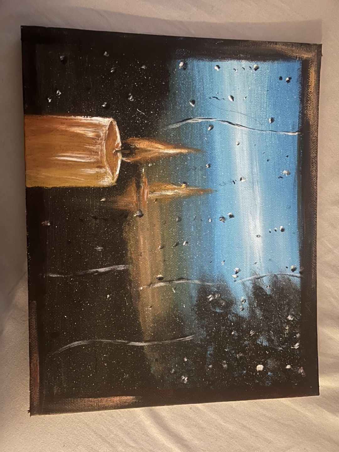 Original Acrylic Painting - Rainy Day Candlelight
