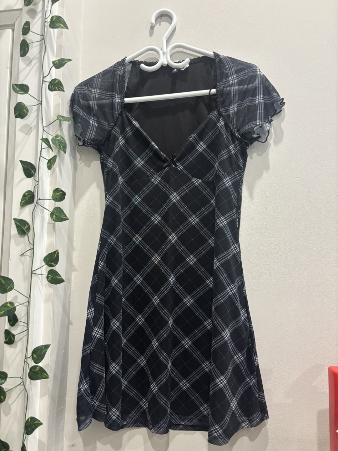 Black and White Plaid Mini Dress