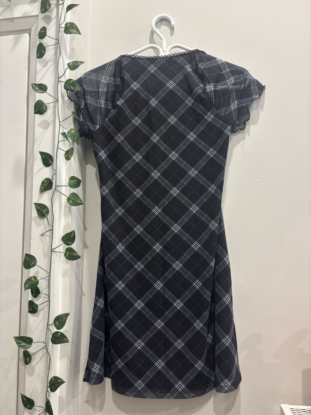 Black and White Plaid Mini Dress - photo 2